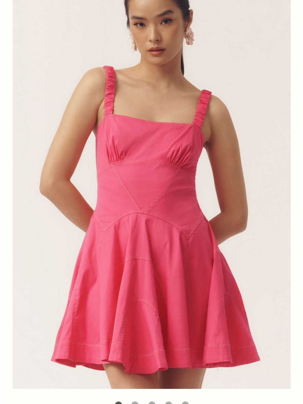 NWT Anthropologie Drop WaistA-line Hot Pink Fit & Flare Mini Dress M